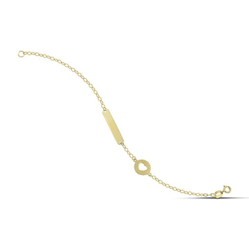 Χρυσό βραχιόλι ταυτότητα Κ14 με καρδιά